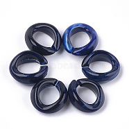 Acrylic Linking Rings, Quick Link Connectors, For Jewelry Chains Making, Imitation Gemstone Style, Ring, Dark Blue, 19.5x18x8mm, Hole: 11.5x10.5mm, about 420pcs/500g(OACR-S021-24C)