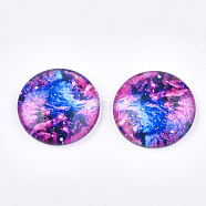 Starry Sky Pattern Printed Glass Cabochons, Half Round/Dome, Colorful, 25x6~6.5mm(GGLA-N004-25mm-D78)