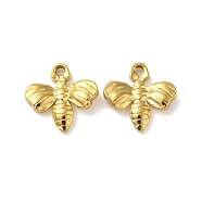 Ion Plating(IP) 304 Stainless Steel Charms, Bee Charm, Real 18K Gold Plated, 10.8x10.8x2mm, Hole: 1.2mm(STAS-C104-03G)