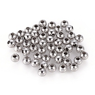 304 Stainless Steel Round Seamed Beads, for Jewelry Craft Making, Stainless Steel Color, 4x4mm, Hole: 1.5mm(A-STAS-R032-4mm)