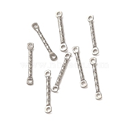 304 Stainless Steel Connector Charms, Textured Bar Links, Stainless Steel Color, 15x2.5x1.2mm, Hole: 1.2mm(STAS-Q323-09P)