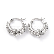 Chunky Small Huggie Hoop Earrings for Women, Cadmium Free & Lead Free, Platinum, 20.5x19x6mm, Pin: 0.8mm(EJEW-C002-24P-RS)