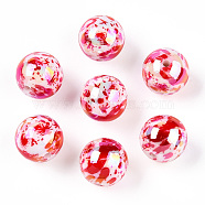 UV Plating Acrylic Beads, Iridescent, Halloween Theme, Round, Crimson, 15.5mm, Hole: 2.4mm(PACR-N015-13B-02)