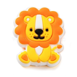 Silicone Focal Beads, Chewing Beads For Teethers, DIY Nursing Necklaces Making, Lion, 27.5x23x9mm, Hole: 2mm(SIL-Q024-02A)