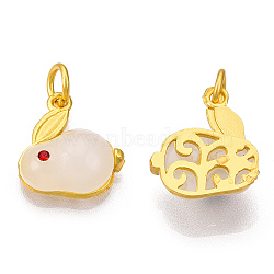 Alloy Glass Charms, with Rhinestone, Matte Gold Color, Rabbit, Matte Gold Color, 17x15.5x6mm, Hole: 4mm(PALLOY-P285-30MG-01)