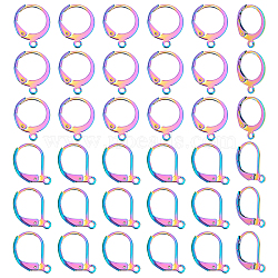 60Pcs 2 Style Rainbow Color 304 Stainless Steel Leverback Earring Findings, with Horizontal Loops, 15x12~13x2mm, Hole: 1.5mm, Pin: 0.7mm, 16x10.5mm, Hole: 1.4mm, Pin: 0.8mm, 30Pcs/style(STAS-DC0010-40)