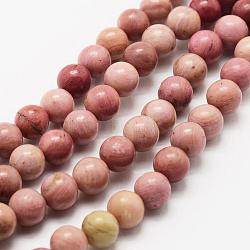 Natural Rhodonite Beads Strands, Round, 4mm, Hole: 0.8mm, about 85~90pcs/strand, 15 inch~16 inch((38~40.5cm)(G-J358-03-4mm)