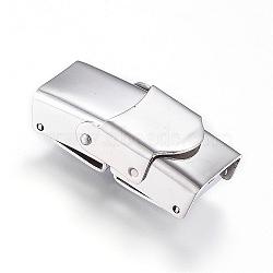 201 Stainless Steel Watch Band Clasps, Fold Over Clasps, Stainless Steel Color, 26x14x7mm, Hole: 10x4mm(STAS-D159-06)