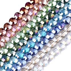 Electroplate Glass Beads Strands, Faceted, Heart, Mixed Color, 9.5x9.5x5.5mm, Hole: 1mm, about 70pcs/strand, 24.41 inch(62cm)(EGLA-S176-08A)