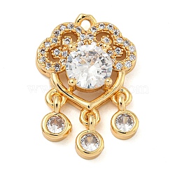 Brass Micro Pave Clear Cubic Zirconia Pendants, Real 18K Gold Plated, Cloud, 22x15x5.5mm, Hole: 1.4mm(ZIRC-U003-01G-08)