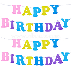 Non-Woven Fabric Cloth Happy Birthday Word Garlands, Hanging Streamer, for Birthday Party Decoration, Mixed Color, 135~146x58~148x1mm, Hole: 5mm, 13pcs/set(AJEW-WH0398-007)