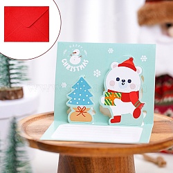 Christmas Paper Congratulation Card, Memorial Stamp Card, with Envelope, Rectangle, Bear, 159x100x0.5mm(DIY-B080-04)