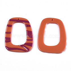 Opaque Printed Acrylic Pendants, Trapezoid, Orange Red, 41x31x2~3mm, Hole: 1.5mm(MACR-N011-005-B02)