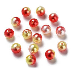 Rainbow ABS Plastic Imitation Pearl Beads, Gradient Mermaid Pearl Beads, Round, Red, 4x3.5mm, Hole: 1.2mm, about 18000pcs/500g(OACR-Q174-4mm-15)