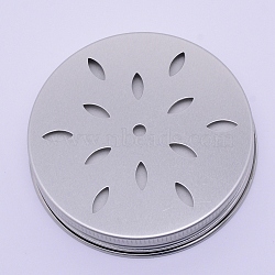 Aluminium Hollow Candle Lids, Candle Toppers, Flat Round with Leaf Pattern, Silver, 70x13mm, Inner Diameter: 66mm(AJEW-WH0126-32B)