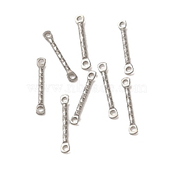 Non-Tarnish 304 Stainless Steel Connector Charms, Textured Bar Links, Stainless Steel Color, 15x2.5x1.2mm, Hole: 1.2mm(STAS-Q323-09P)