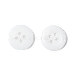 Acrylic Shirt Buttons, Plastic Sewing Buttons for Costume Design, 4-Hole, Dyed, Flat Round, White, 12x2mm, Hole: 1mm(BUTT-E075-A-01)