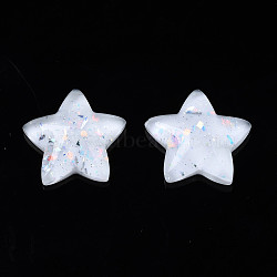 Resin Cabochons, with Glitter Powder, Star, WhiteSmoke, 19x20x6mm(CRES-S308-065A)