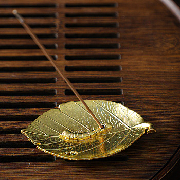 Alloy Incense Burners, Incense Holders, Home Office Teahouse Zen Buddhist Supplies, Leaf, 85x50mm