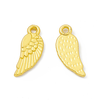 Rack Plating Alloy Pendants, Cadmium Free & Lead Free & Nickle Free, Wing Charms, Matte Gold Color, 16.5x6.5x1.5mm, Hole: 1.4mm