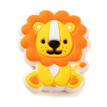 Silicone Focal Beads, Chewing Beads For Teethers, DIY Nursing Necklaces Making, Lion, 27.5x23x9mm, Hole: 2mm