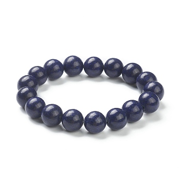 Natural Lapis Lazuli Beaded Stretch Bracelets, Dyed, Round, Beads: 12~12.5mm, Inner Diameter: 2-1/8 inch(5.4cm)