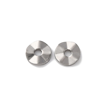 Non-Tarnish 304 Stainless Steel Wavy Spacer Beads, Twist Flat Round, Stainless Steel Color, 7x1mm, Hole: 1.8mm