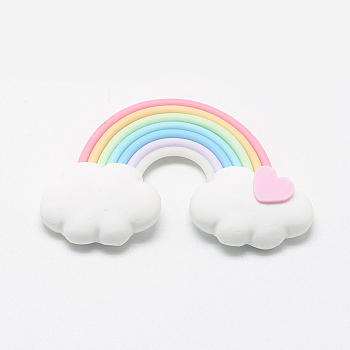 Handmade Polymer Clay Cabochons, Rainbow, Colorful, 34~37x56~61x2~8mm