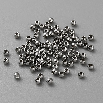 Stainless Steel Beads, Round, Stainless Steel Color, 3x2.5mm, Hole: 1mm