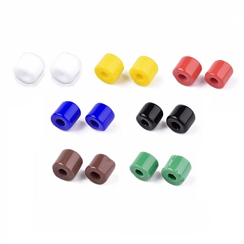 Opaque Glass Bugle Beads, Round Hole, Mixed Color, 7~7.5x6~6.5mm, Hole: 2.5mm, about 800pcs/bag