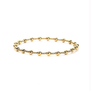 Classic Stainless Steel Ball Chains Stretch Bracelets for Women, Golden