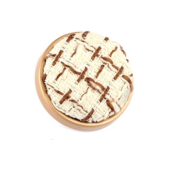 Wool Woven Metal Buttons, Flat Round, Beige, 25mm