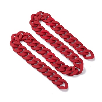 Handmade Acrylic Curb Chain, for Purse Strap Handbag Link Chains Making, Red, 38.5x32.5x6.5mm, about 3.28Feet/strand(1m/strand)