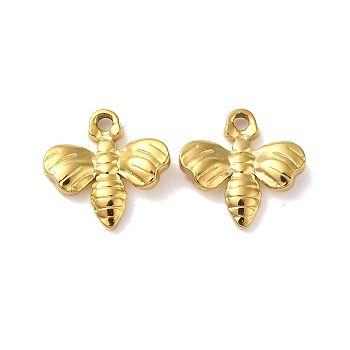 Ion Plating(IP) 304 Stainless Steel Charms, Bee Charm, Real 18K Gold Plated, 10.8x10.8x2mm, Hole: 1.2mm