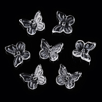 Transparent Glass Beads, Butterfly, Clear, 9.5x11.5x3mm, Hole: 1.2mm, about 980~1000pcs/set