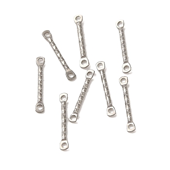 304 Stainless Steel Connector Charms, Textured Bar Links, Stainless Steel Color, 15x2.5x1.2mm, Hole: 1.2mm