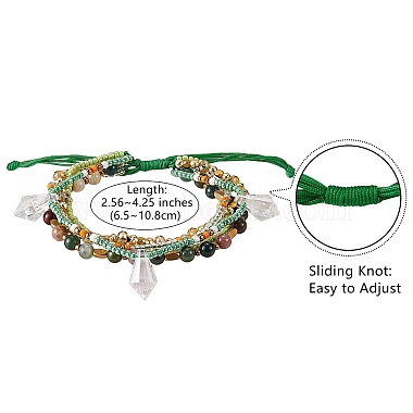 perles de graines de verre scintillantes 5 bracelet de cheville en couches(AJEW-SW00006-01)-7