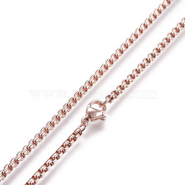 304 Stainless Steel Box Chain Necklaces(NJEW-P244-01RG)-2