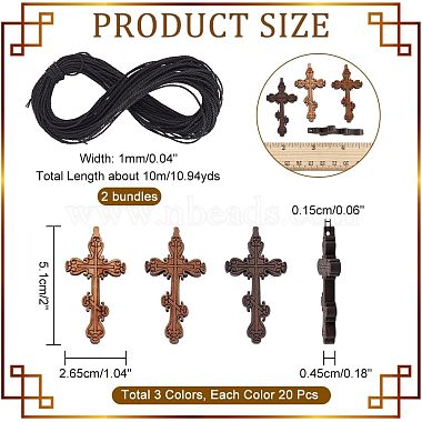 Kit para hacer collares con colgante de cruz DIY de nbeads(WOOD-NB0002-09)-2