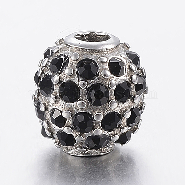 10mm Black Round Stainless Steel+Rhinestone Beads