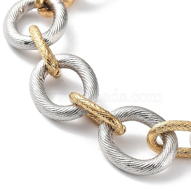 304 Stainless Steel Two Tone Circles Cable Chains Bracelets(BJEW-P304-01E-G)-3