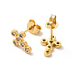 Rack Plating Brass Micro Pave Clear Cubic Zirconia Cross Stud Earrings(EJEW-F301-28)-3