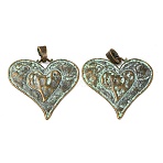 Heart Tibetan Style Alloy Big Pendants, Cadmium Free & Lead Free, Antique Bronze & Green Patina, 61x64.5x2mm, Hole: 9x4mm(X-TIBEP-R342-10-RS)