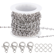 DIY Chain Bracelet Necklace Making Kit, Including 304 Stainless Steel Horse Eye Link Chains & Clasps & Jump Ring, Stainless Steel Color, Chain: 5M/bag(DIY-BBC0001-67)