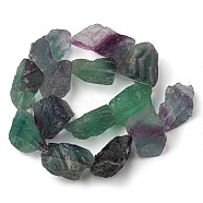 Raw Rough Natural Fluorite Beads Strands, Nuggets, 13~36x10.5~30.5x7~21mm, Hole: 0.9mm, about 14~16pcs/strand, 14.84~15.55''(37.7~39.5cm)(G-A216-01)