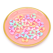 Opaque Resin Cabochons, Heart with Word Be Mine, Mixed Color, 19x18mm(HEAR-PW0002-046A)