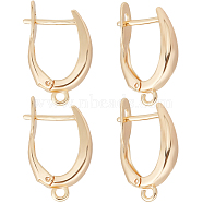 10Pcs Brass Hoop Earring Findings with Latch Back Closure, Nickel Free, Real 18K Gold Plated, 18 Gauge, 21x12x3.5mm, Hole: 1.5mm, Pin: 1mm(KK-BBC0010-35)
