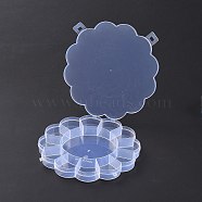 Sunflower Transparent Plastic Bead Containers, with 13 Compartments, for DIY Art Craft, Nail Diamonds, Beads Storage, Clear, 15.7x15.4x1.8cm, Inner Diameter: 3.2x2.3~3.4cm & 8.4cm(CON-XCP0001-96)