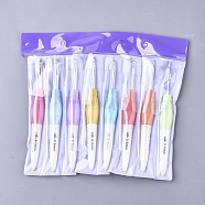 Aluminum Crochet Hooks, with PP Handle, Mixed Color, 135x15x12mm, Pin: 2.5mm/3mm/3.5mm/4mm/4.5mm/5mm/5.5mm/6mm, 8pcs/set(TOOL-T006-07)