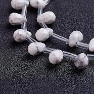 Natural Howlite Beads Strands, Top Drilled Beads, Teardrop, Faceted, 9x6mm, Hole: 1mm, about 38~44pcs/strand, 16.1 inch~18.1 inch(41~46cm)(G-J360-02)